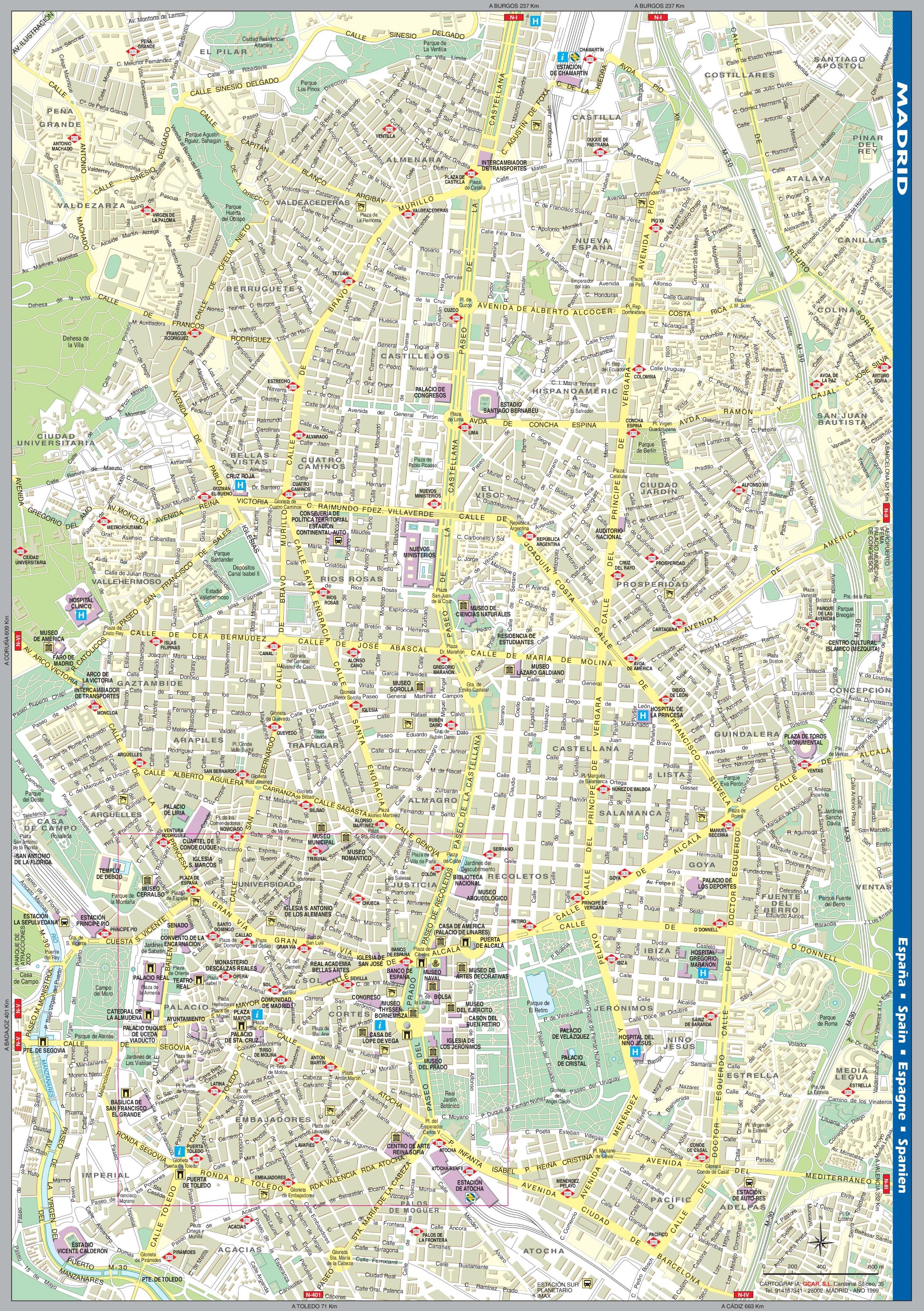 madridin keskustan kartta Madrid city centre street map   Street kartta Madridin keskusta 