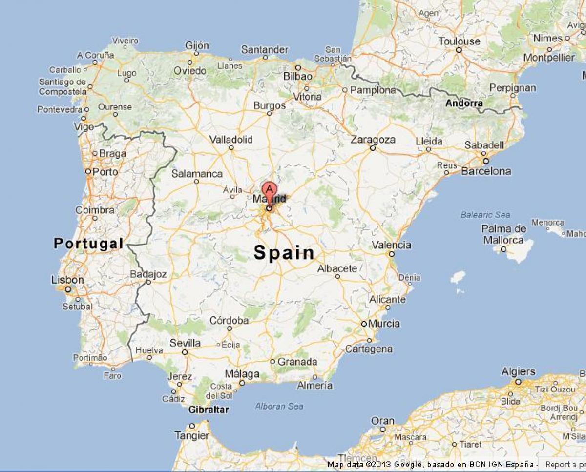 kartta Espanja osoittaa Madrid