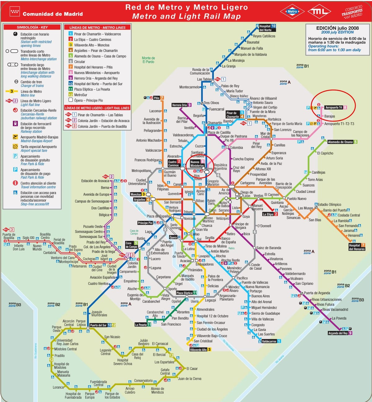 Madrid metro kartta lentokenttä