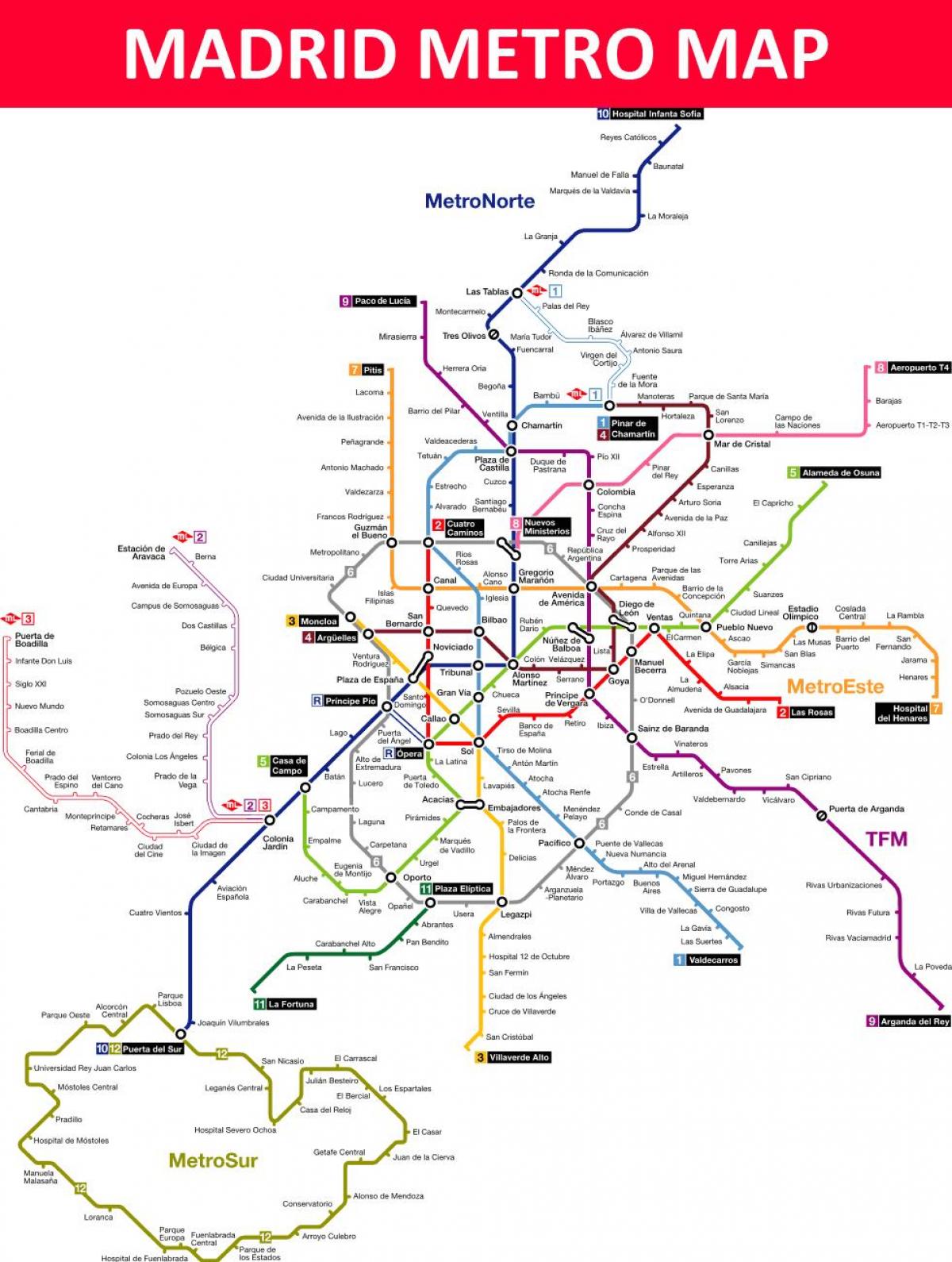 metro de Madrid kartta