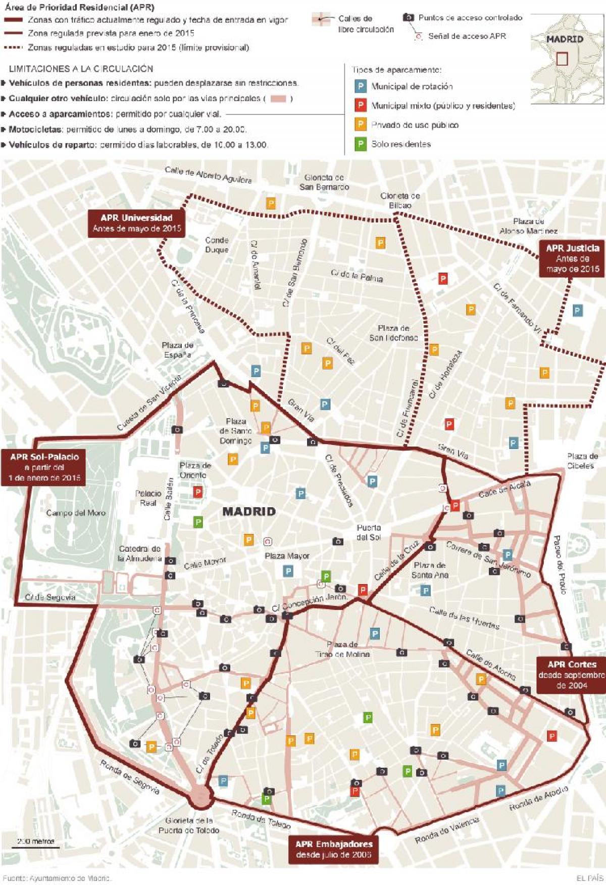 kartta Madrid pysäköinti