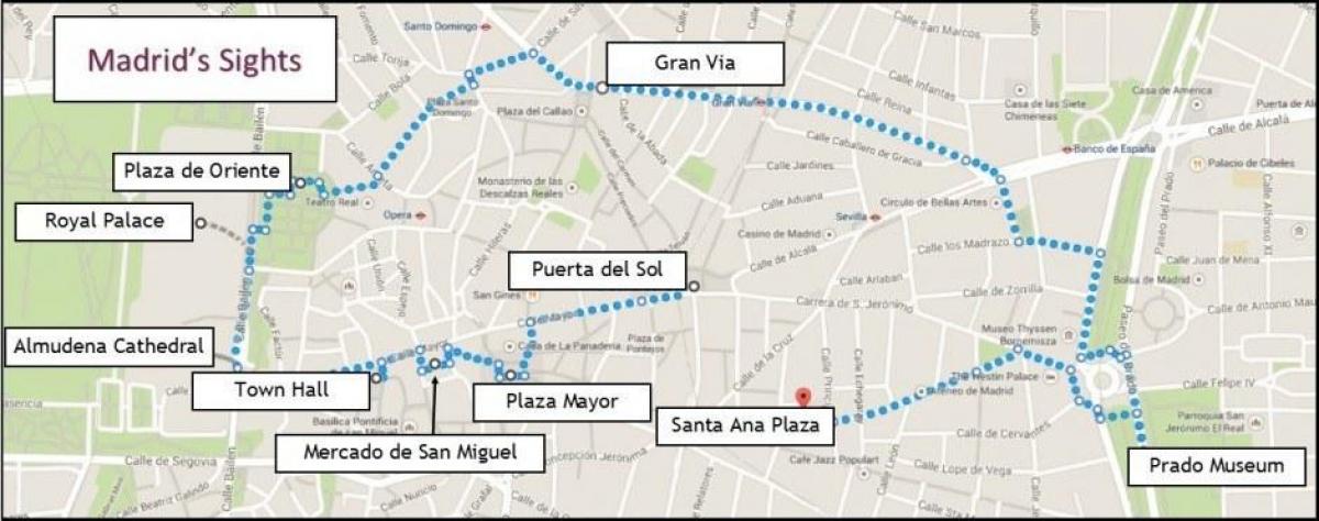 Madrid kävely kartta
