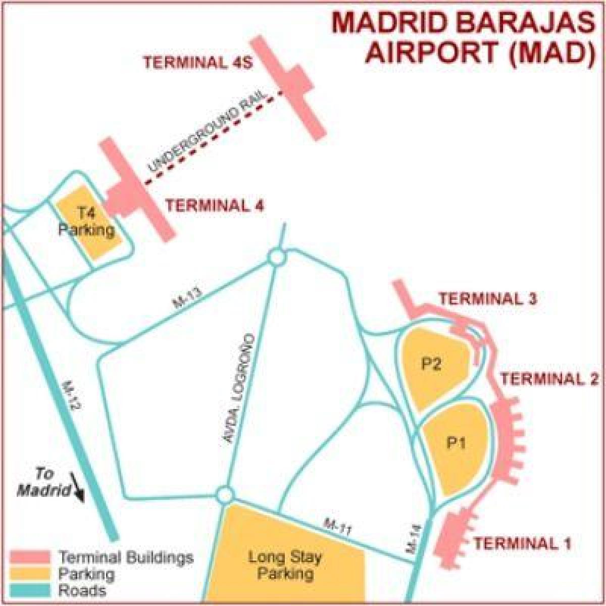 Madrid lentokenttä terminaali kartta