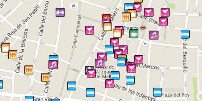 Gay-alueella Madrid kartta