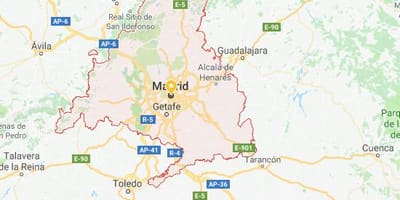 Kartta Madrid ja ympäröiviin kaupunkeihin