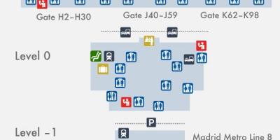 Madridin lentokenttä kartta terminal 4 - Madrid terminaali 4 kartta  (Espanja)